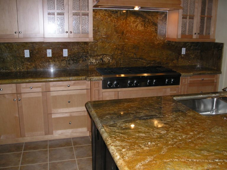 Granite island and perimeter countertops