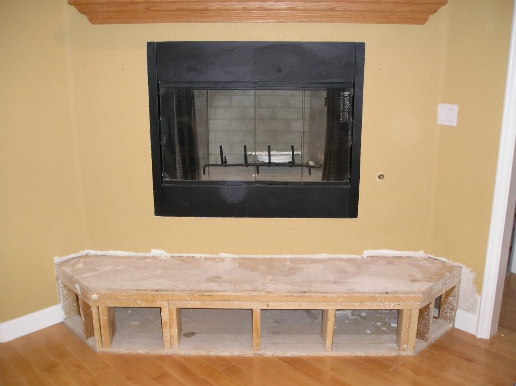 Fireplace before the stone surround was installed