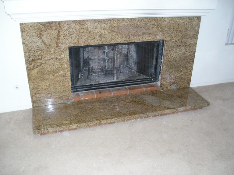 Granite fireplace hearth and surround