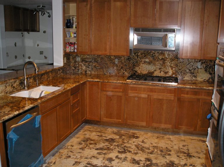 Granite countertops with a full backsplash