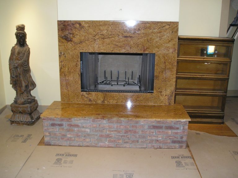 Granite fireplace hearth and surround