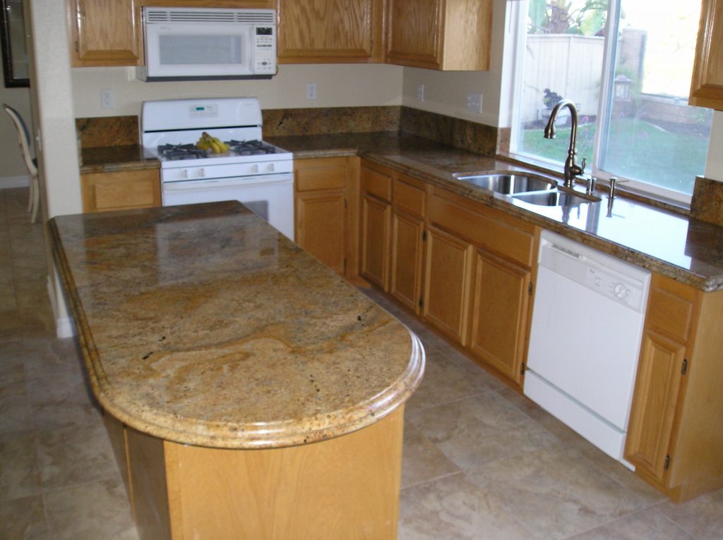 Granite countertops Temecula on a kitchen island and perimeter