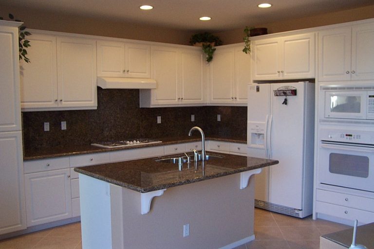 Granite countertops with a full backsplash
