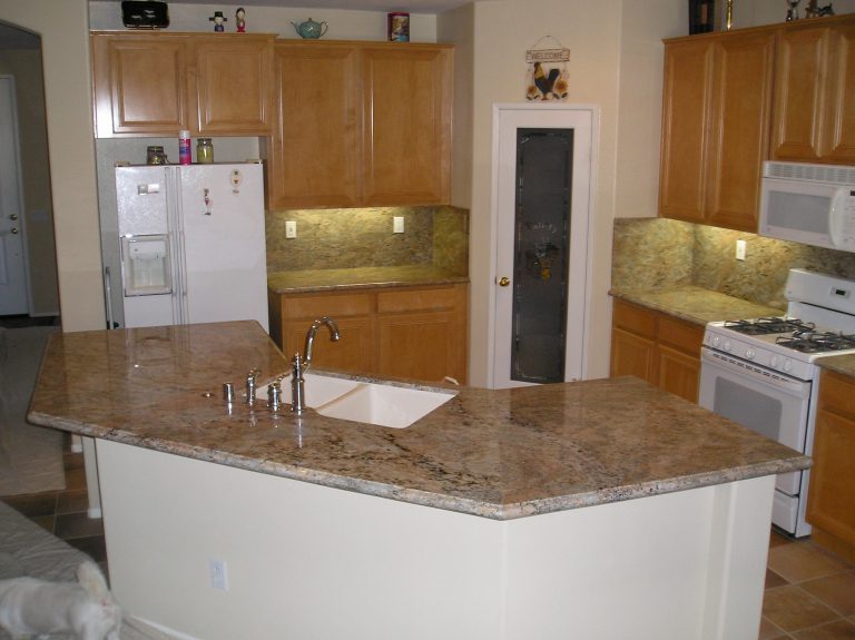Residential granite kitchen countertop installation