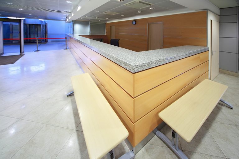 Example of a commercial stone reception counter